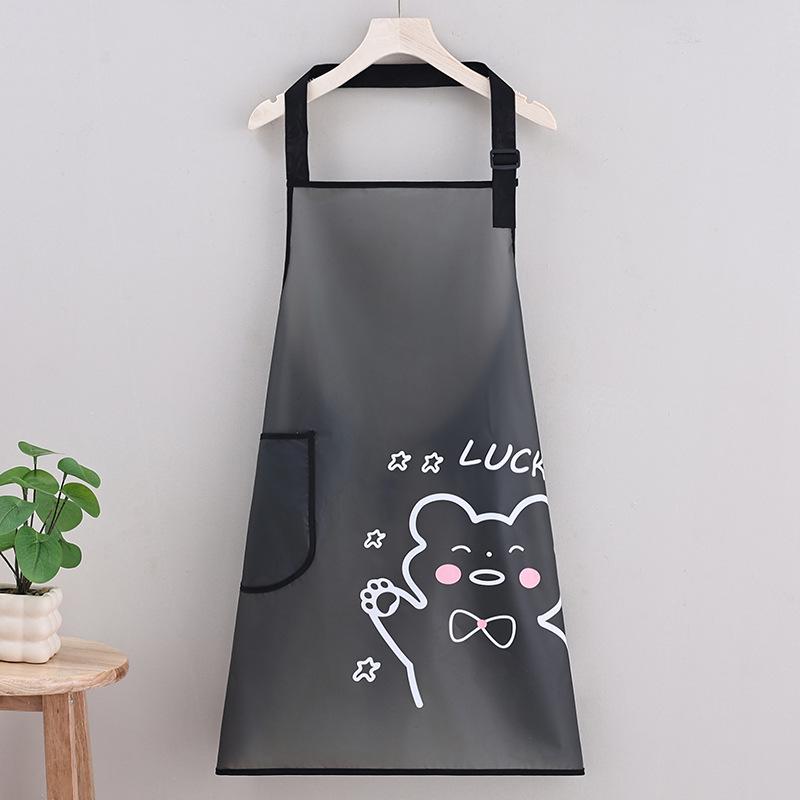 Transparent Waterproof TPU Kitchen Apron - Oil-proof, Wash-free, Adjustable Waistband, for Women 72*66cm±