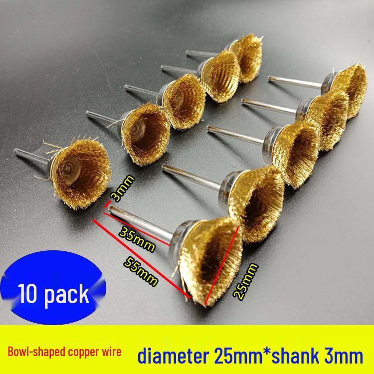 3mm T-Handle Electric Steel Wire Brush for Rust Removal - Copper & Nylon Brush Wheel for Metal Cleaning