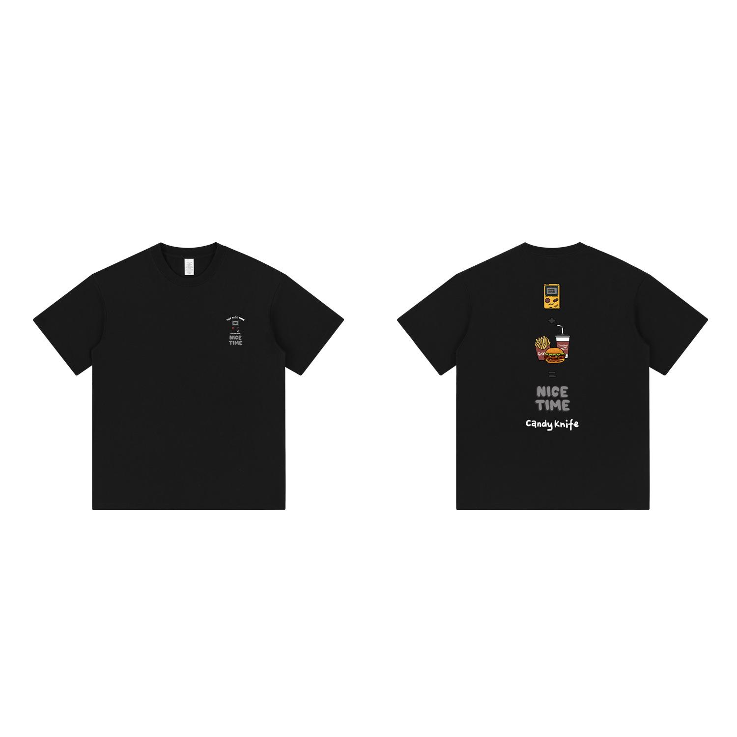 

Ретро футболка с коротким рукавом с принтом американского мультфильма - Универсальная и модная для студентов 3X-Large чёрный