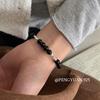 Pulsera de Plata de Ley S925 y Cuentas de Obsidiana - Diseño Coreano de Nicho para Mujer