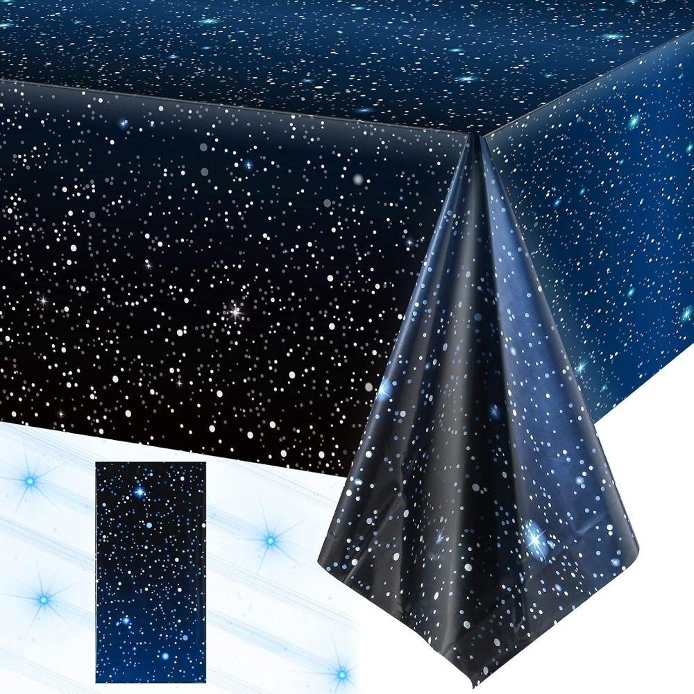 Star Space Tablecloth Waterproof Plastic Galaxy Table Cover Party Decoration Oil Proof Disposable Table Cloth Birthday Wedding