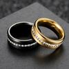 8MM Black Stainless Steel Zircon Ring with Full-Diamond Design for Couples