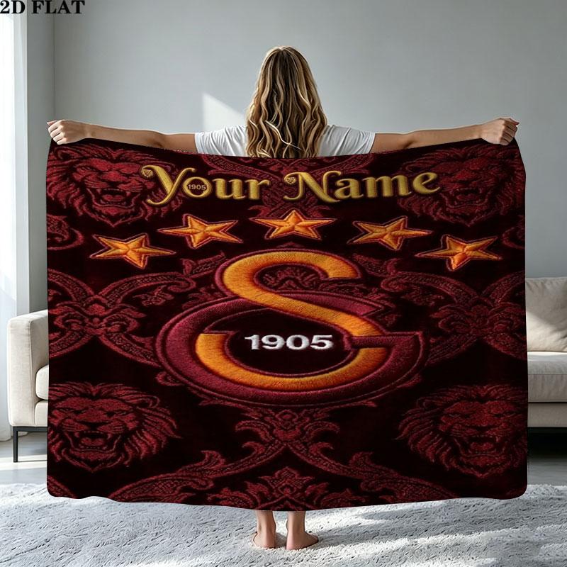 1PC Galatasaray S Custom Name Patterned Flannel Blanket Suitable For All Seasons for Home Decor Warmth and Comfort Gifts Holiday Present
