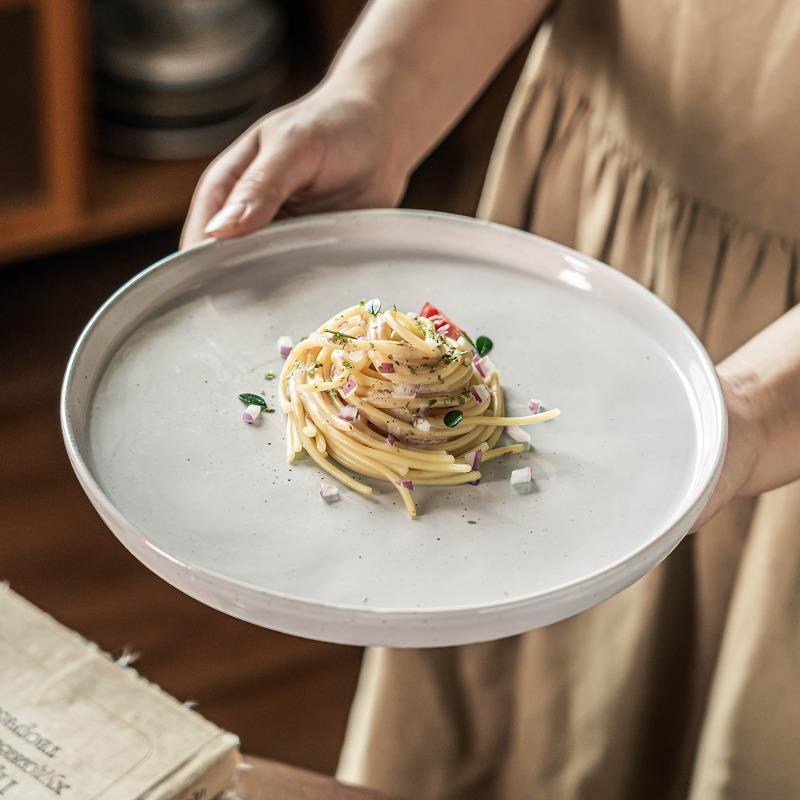 White Round Ceramic Dinner Plate Home Pasta Steak Plate Porcelain Hotel Restaurant Tableware Cooking Dishes Kitchen Appliances