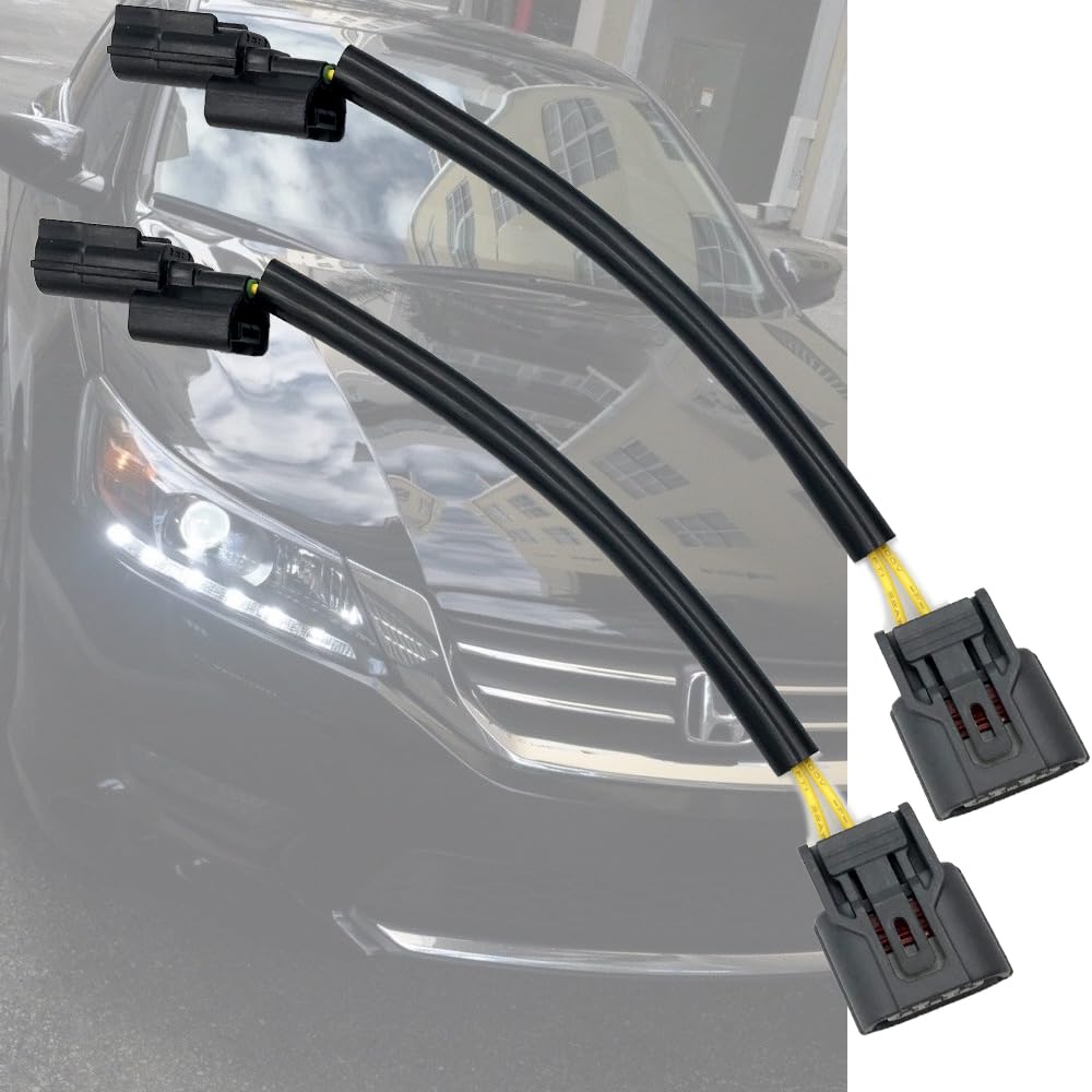 2PCS LED DRL Adapter to Parking Light Compatible with Honda Accord Headlight swap 2013-2015 4cyl with high-Beam DRL Connector Pigtail