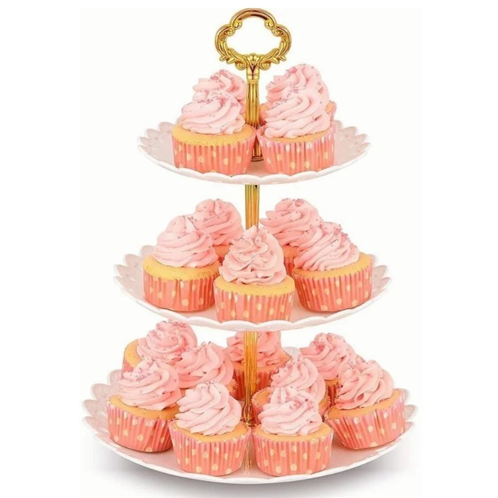 3-stöckiger Cupcake-Ständer Etagere 13,8 Zoll Höhe Platzsparend Leichtgewichtige Dessert-Turm Präsentationsständer für