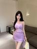 Sexy 3D Floral One-Shoulder Dress with Irregular Pleats and Cut-Out Waist