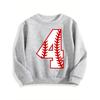 Kids Crewneck Sweatshirt, Baseball Style Number 4 Print, Sport Lovers Daily Casual Pullover