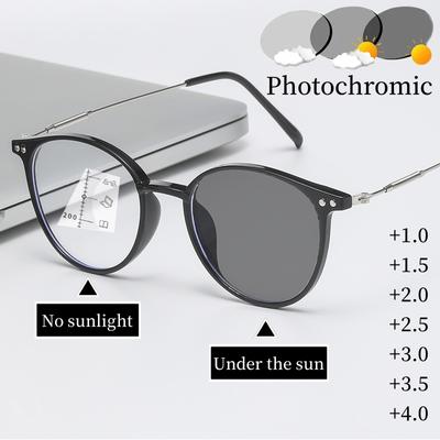 Occhiali Multifocali Progressivi con Montatura Rotonda Moda Fotocromatici da Lettura Donna Uomo Ultraleggeri per Vista da Vicino e da Lontano