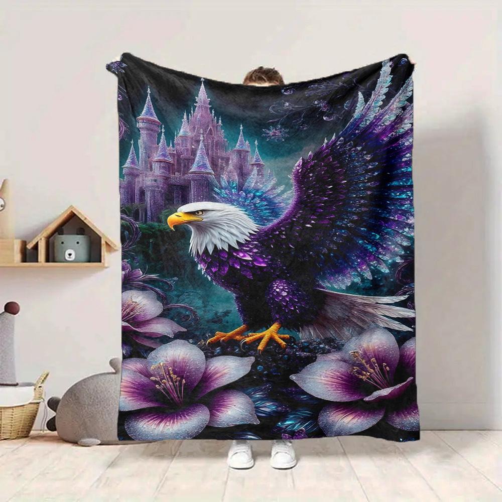 1PC Eagle Fantasy Castle Flowers Print Blanket, Soft Throw Blanket - Warm & Cozy for Couch, Bed, Office, and Travel yy250912227 75x90cm