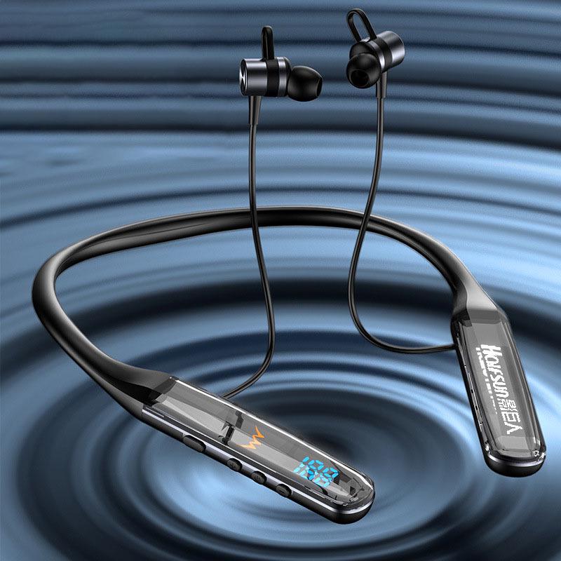 5.3 Wireless Bluetooth Neckband Earphones - High-Quality Sound, Low Latency, Digital Display, Perfect for Gaming