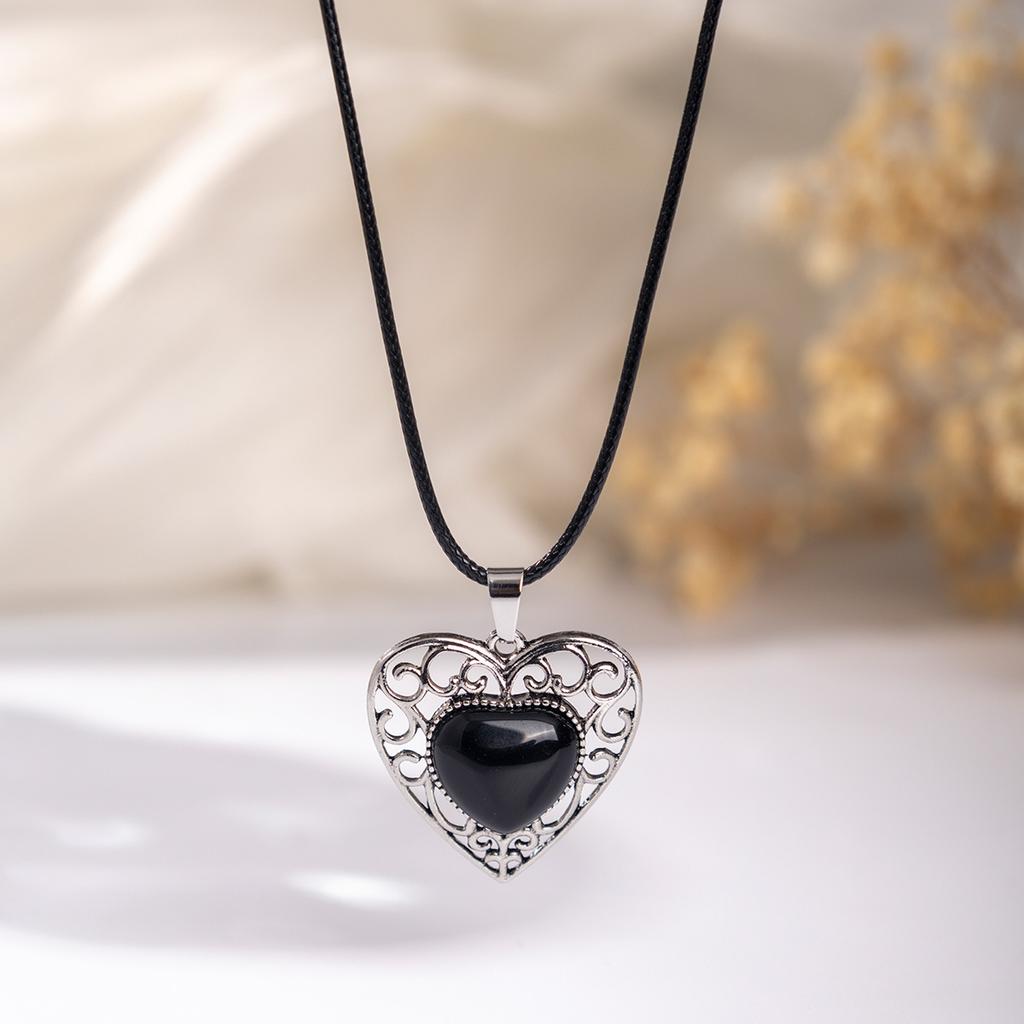 Natural crystal pendant, pink crystal, Dongling, hollowed out heart-shaped necklace, jewelry,Christmas gift, Stocking stuffers, Valentine's Day gift