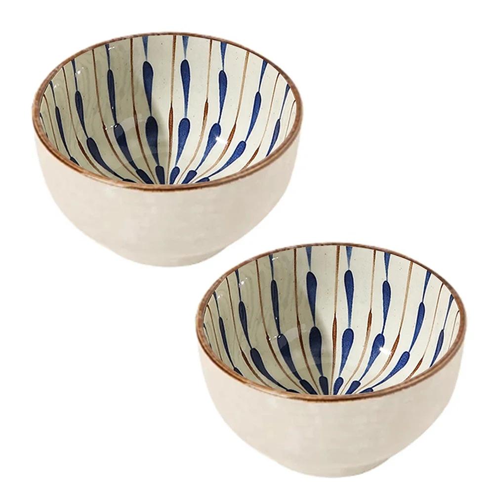 

5 Inch Japanese Ceramic Rice Bowl Set Heat-resistant Dessert Snack Bowl Microwave Safe Kitchen Noodle Bowl Tableware Set