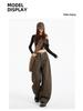 Women's Coffee Wide-Leg Jeans: Curved Cut, 2025 Fall/Winter, Loose, Slimming, Versatile, Floor-Length.