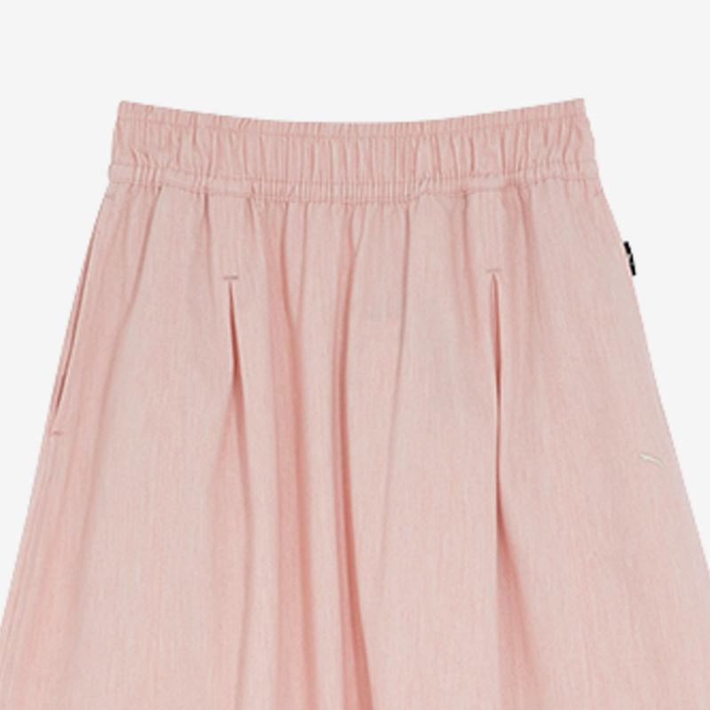 Puma Solid Color Pleated Design Mid Waist Casual Long Skirt Women Skirts Pink 627748-55