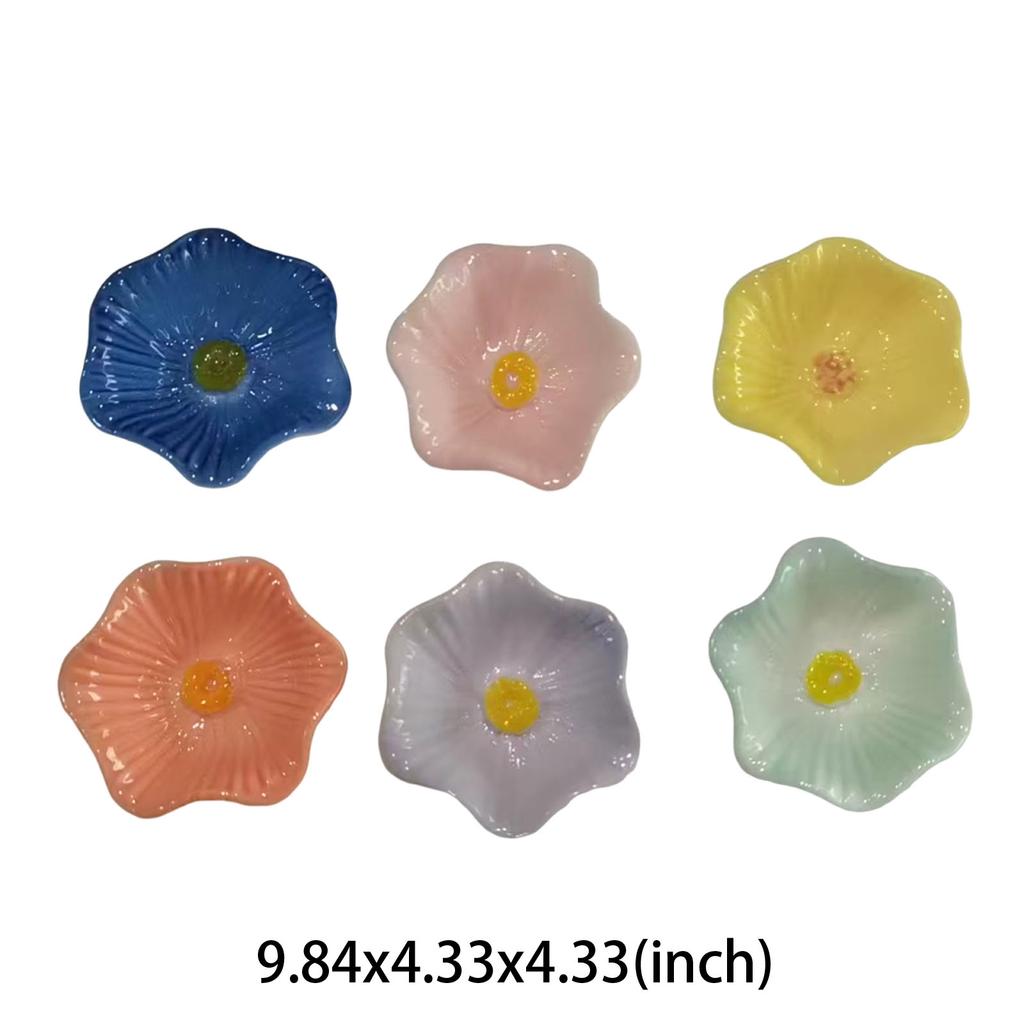 6Pcs Ceramic Flower Bee Drinking Station Multi-Purpose Bird Bath Decorative Garden Stakes For Outdoor Garden Yard Lawn Decor