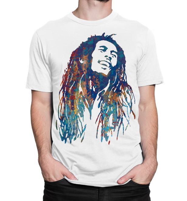 Bob Marley Cotton White Short Sleeve T-shirt Unisex T-Shirt XL