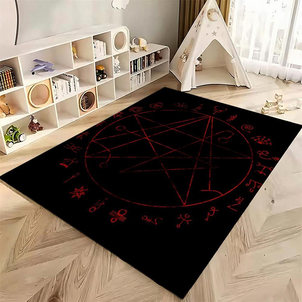 Dark Occult Pentagram Ritual Theme Indoor Rug Allseason Carpet For Bedroom Study Home Decor Halloween Gift