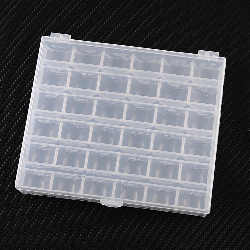 36-Grid Transparent Plastic Bobbin Box for Sewing Machine Thread Storage