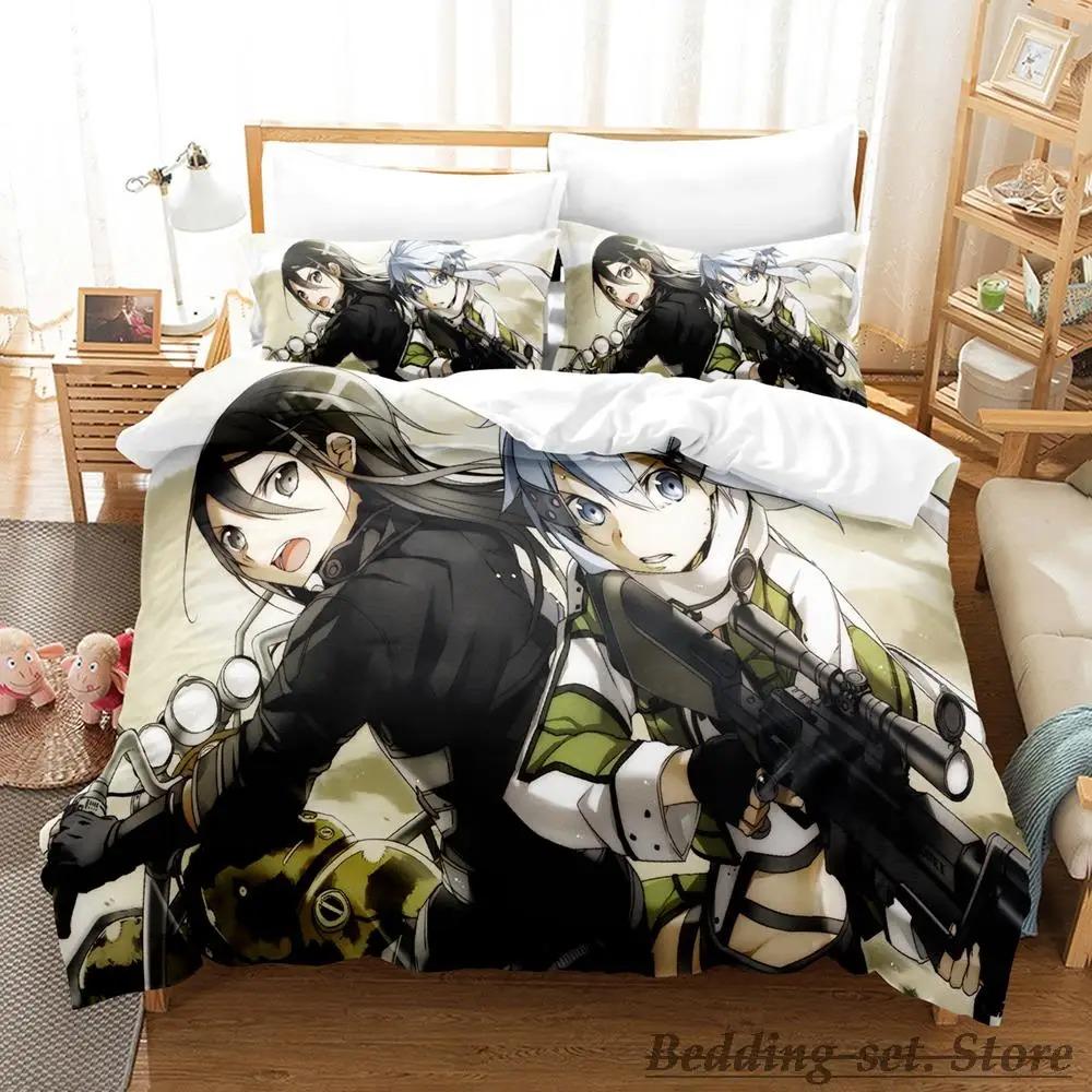 Sword Art Online II Ložní souprava Jednolůžko Dvojlůžko Plná Queen King Size Ložní souprava Dospělý Dítě Ložnice Sady povlečení Anime Postel