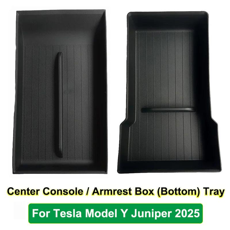 For Tesla New Model Y Juniper 2025 Launch Model 3 Highland Console Storage Box Non-slip Mat Armrest Hidden Organizer Watercup
