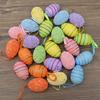 6PCS Set Easter  Decorations Ornaments Bright Color Striped Foames Eggs  Decorations for Easter Holiday Occasion