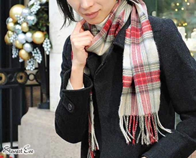 Lochcarron Cashmere Tartan Check Scarf Made in Scotland 100% (Stuart Eve)