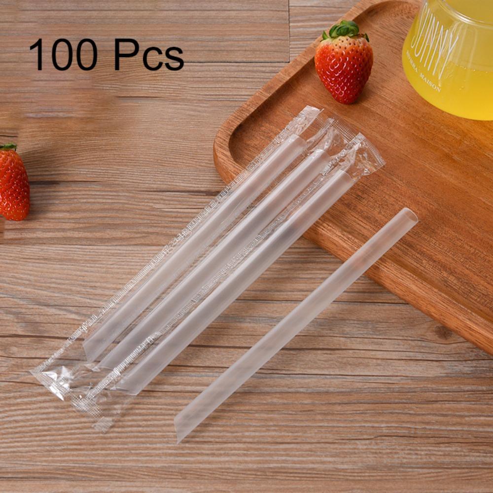 100PCS Disposable Large Diameter Drinking Straws Individual Packaging Bubble Tea Straw  Milk Tea