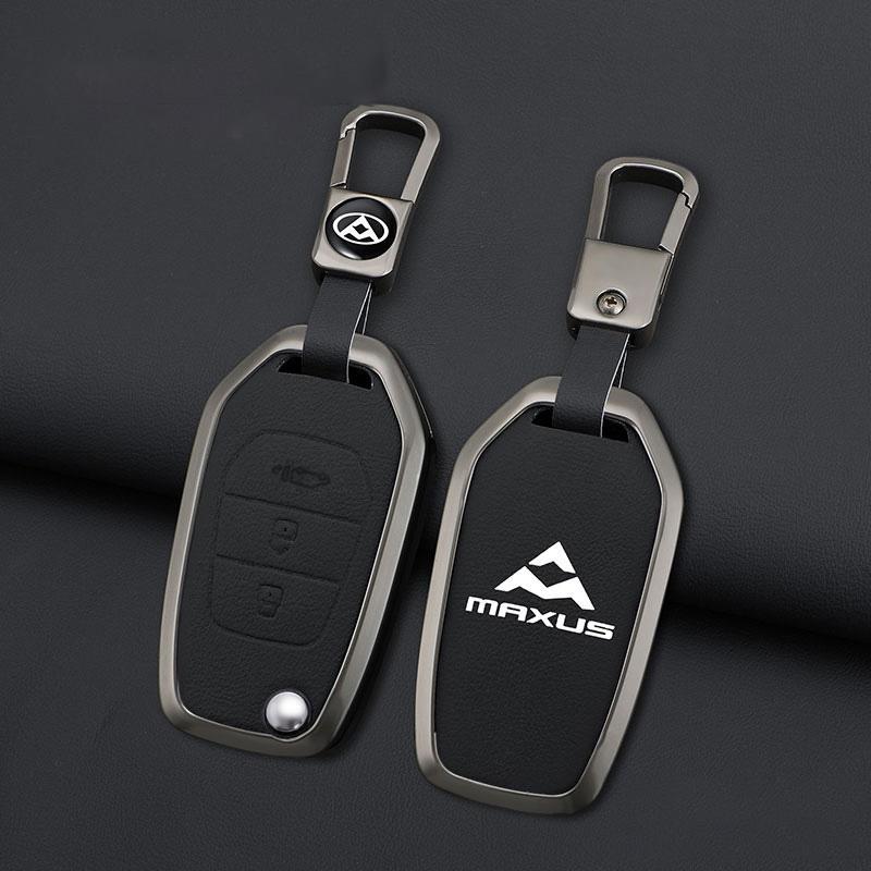 Interior Mouldings Zinc Alloy Leather Car Key Case Cover For SAIC MAXUS T60 Keychain Remote Auto Protection Guard Shell Fob Hold