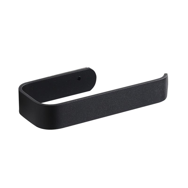 No-Drill Black Bathroom Tissue Box with Creative Curved Hook for Toilet Paper Storage