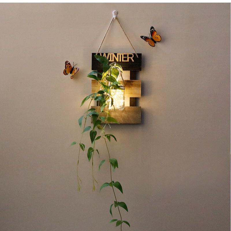 Wall Decoration Ins Style Wall Lamp Nordic Originality Plant Butterfly Background Home Decor Wall Lights Vase Lamp for Bedroom