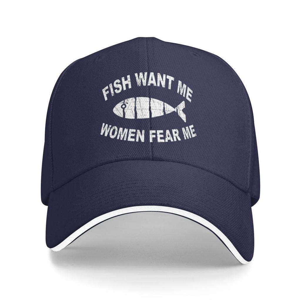 Fisk Vill Ha Mig Kvinnor Fruktar Mig Basebollkepsar Snapback Basebollhattar Andningsbara Casual Casquette Utomhus för Män Och Kvinnor