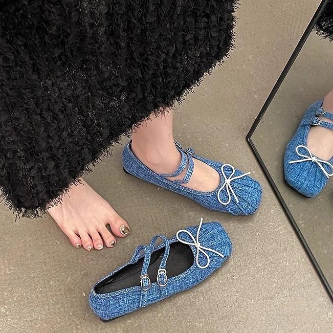 Fashion Knot Ballet Mary Jane Single Shoes Children Summer 2025 New Casual Little Butterfly Soft-soled Beanie Shoes