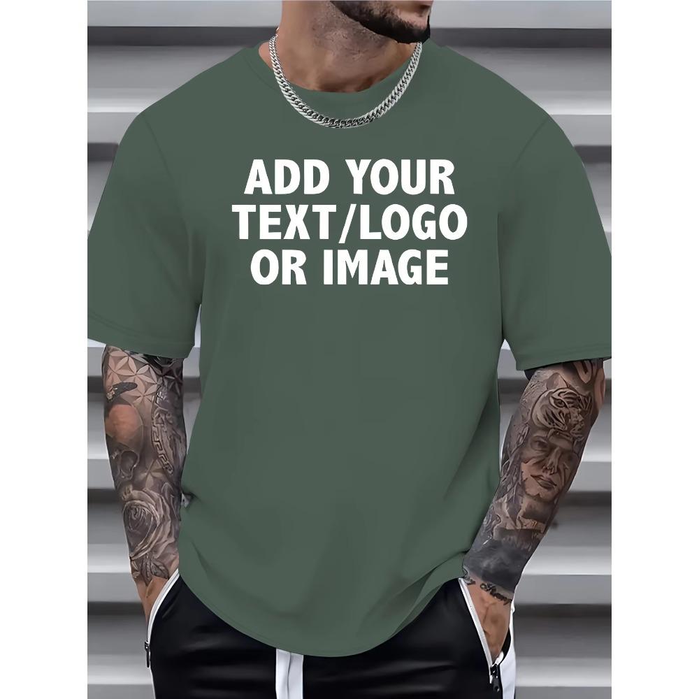 ADD YOUR TEXT/LOGO OR IMAGE Print Short Sleeve Tees For Men, Casual Quick Drying Breathable T-Shirt