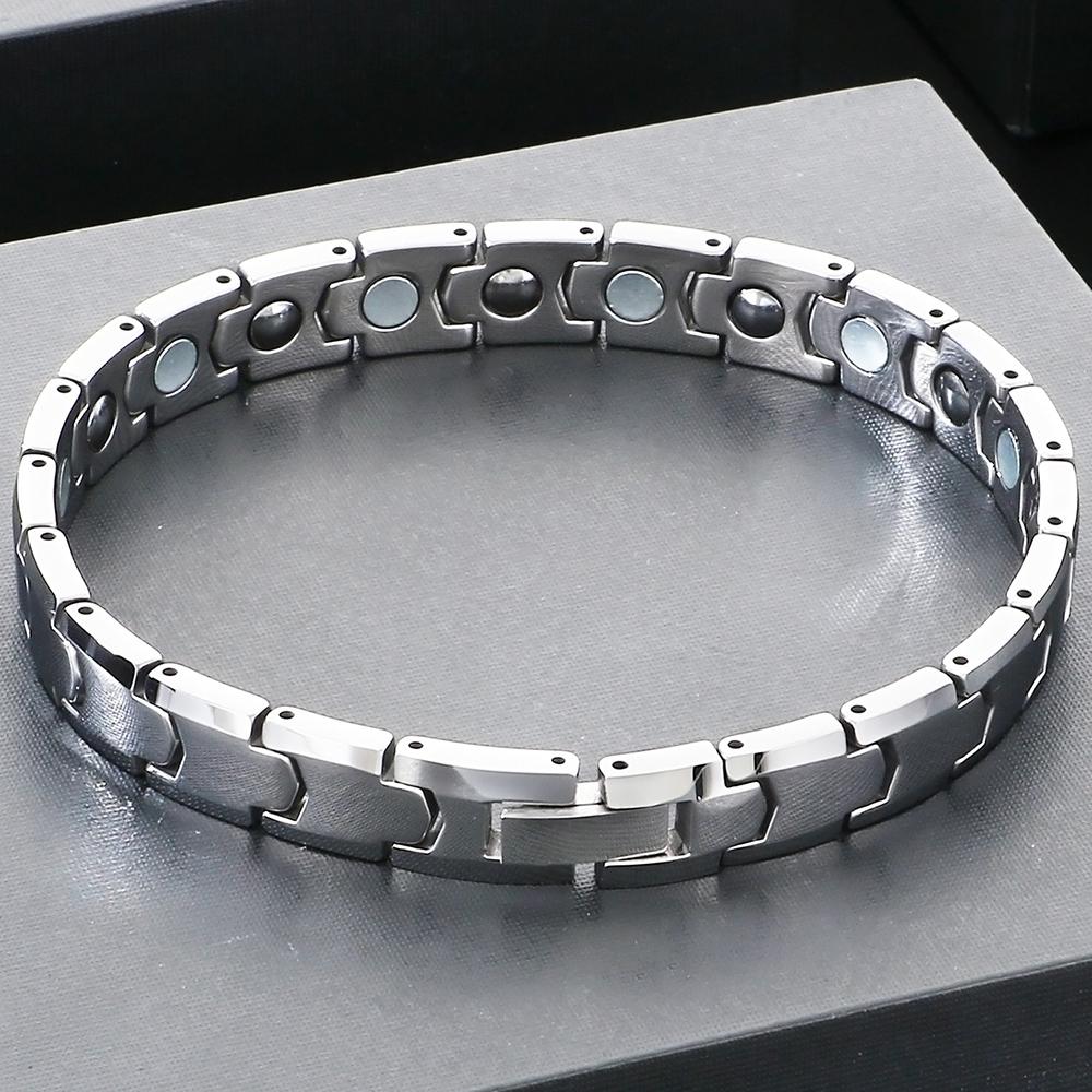 Men's Solid Tungsten Steel Bracelet for Man Woman 18/19/20CM Length 9MM Width Therapeutic Magnetic Bracelet Waterproof Polished