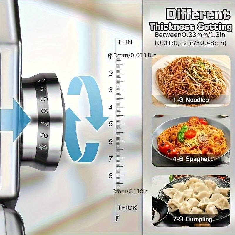 Spageti pagatavotājs, Pastas mašīna ar 8 regulējamiem biezuma iestatījumiem, 2-in-1 spageti rullītis un griezējs, Mīklas presēšanas ierīce nūdeļu pagatavošanai