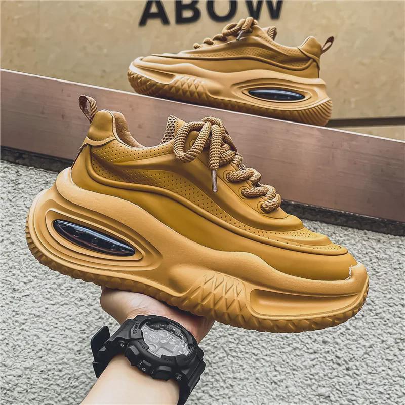 2024 Autumn Men's Breathable Running Shoes: Versatile, Thick-Soled, Air Cushion Dad Sneakers