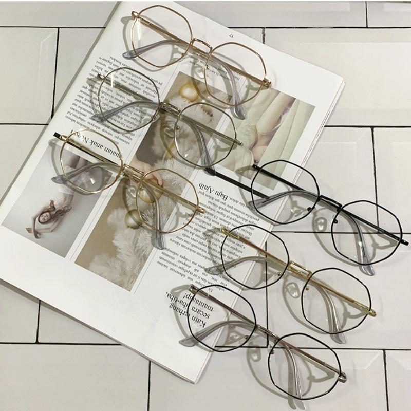 Retro Polygonal Glasses Finished Myopia Glasses Frame Personalized Multi-Anti-Blue Flat Glasses