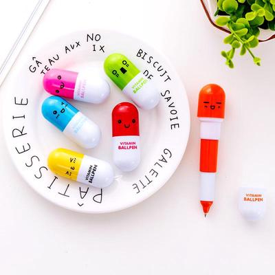 1ks Novinka Guľôčkové pero na kapsule Roztomilé vitamínové pilulky Modré atramentové perá na písanie písacích potrieb