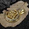 Viking Style Brass Celtic Trinity Knot Moon Pendant Necklace Jewelry