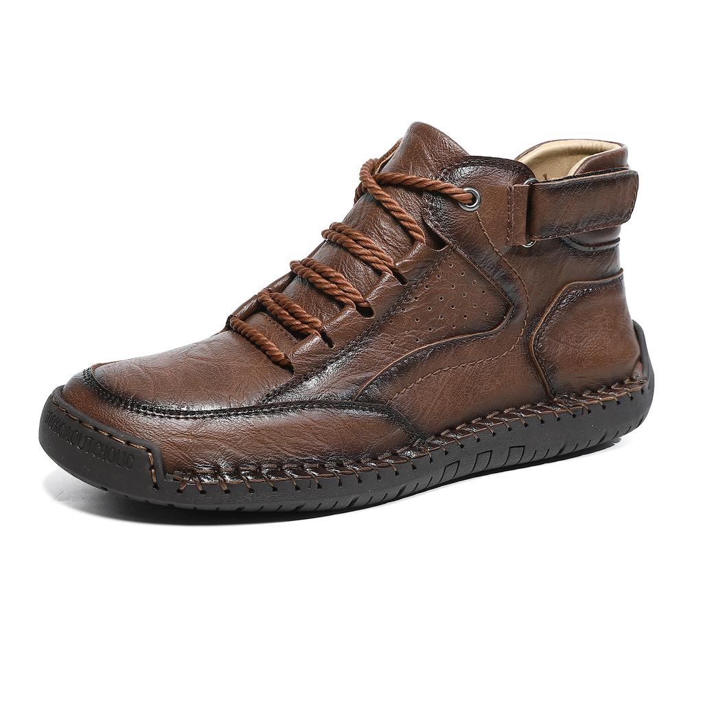 Large Size Men's Shoes Outdoor Casual Shoes Flat Stitched Leather Shoes High Top Large Size Shoes Martin Boots