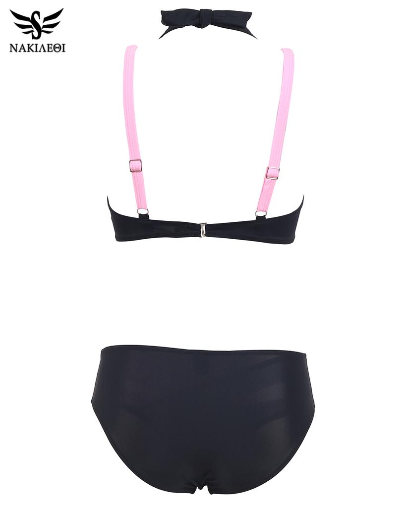 Damski Kostium Kąpielowy Letni Strój Plażowy Bikini z Wiązaniem na Szyi Push Up Bandażowy Strój Kąpielowy