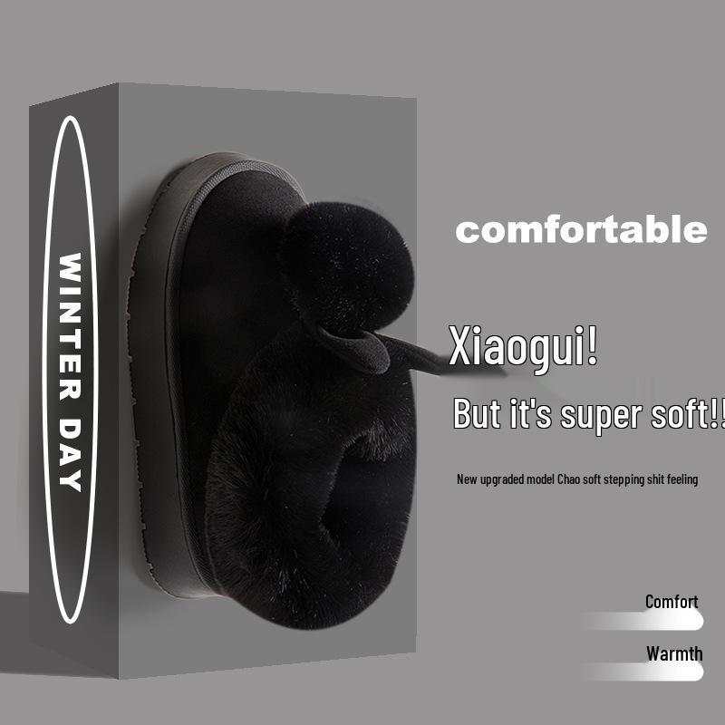 2024 Men's and Women's Cross-Border Winter Cotton Slippers with Heels, Thick Soles, Velvet Lining, Waterproof PU, Outdoor Wear.