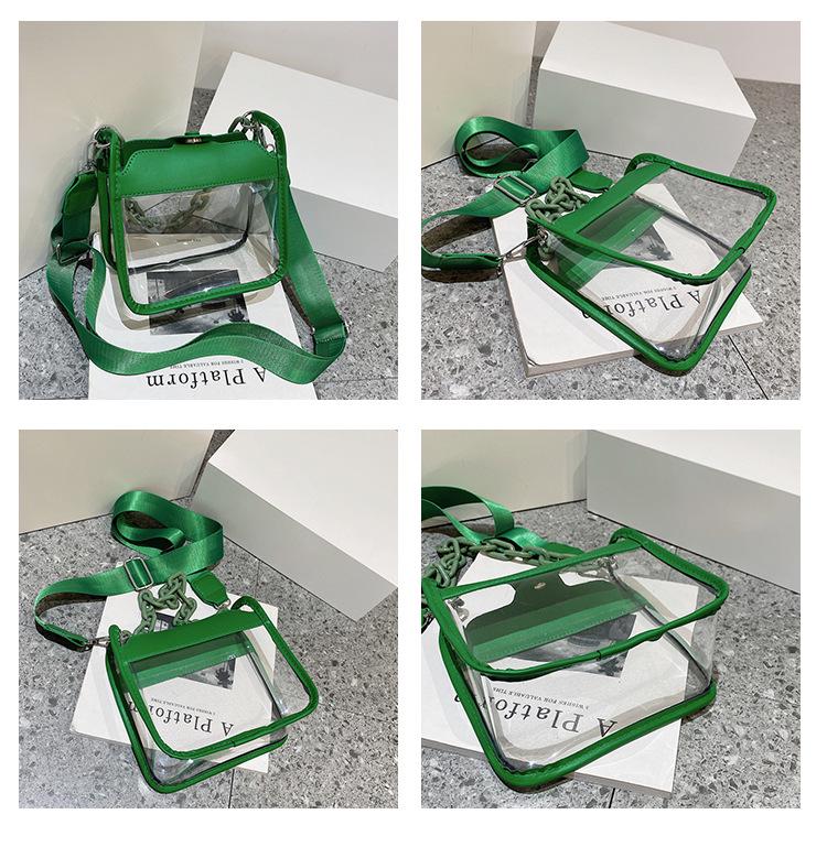Women's Waterproof PVC Jelly Crossbody Chain Bag - Transparent Mini Phone Purse