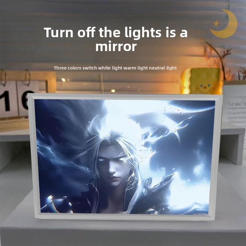 21cm/8.27in 3D Anime LED Lights Mirror Light Painting Fights Break Sphere Game Peripherals Collectible Desk Ornaments Toys Gifts