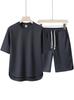 High-End Summer Youth Casual Two-Piece: Arc Hem Shorts & Short Sleeve T-Shirt Set