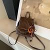 Retro American Brown PU Leather Small Backpack - Versatile Soft Texture Shoulder Bag for Commuting