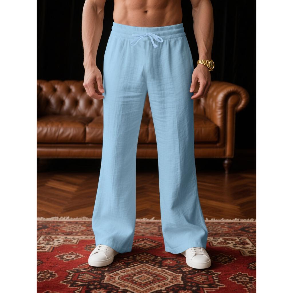 Men's Loose Casual Flared Trousers All Seasons Thin Color Vacation Sports Jogging Pants
