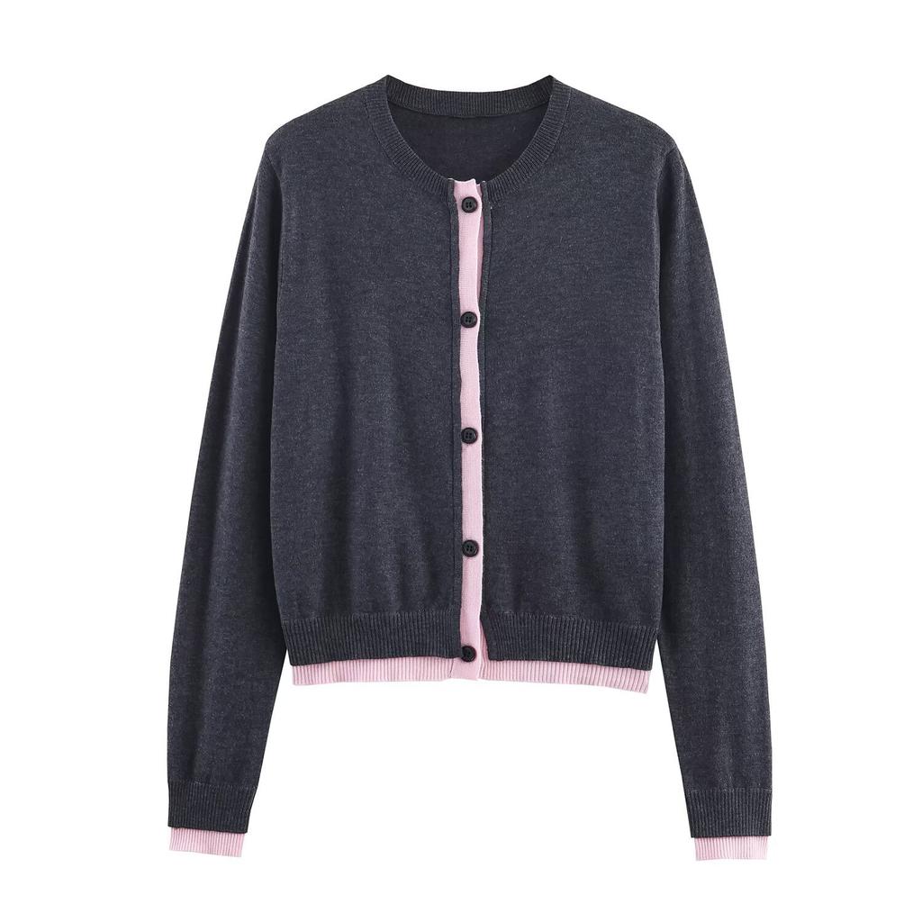 European and American style, new women's clothing, foreign style fashionable splicing knitted jacket 3581/005/802