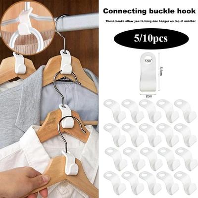 Lot de 5 ou 10 mini cintres pour placard, crochets de connexion en cascade, en plastique, pour garde-robe, organisateur de manteaux, support de rangement pour économiser de l'espace